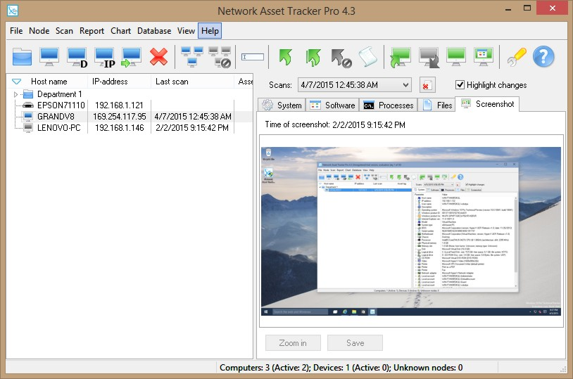 screenshot of Network Asset Tracker